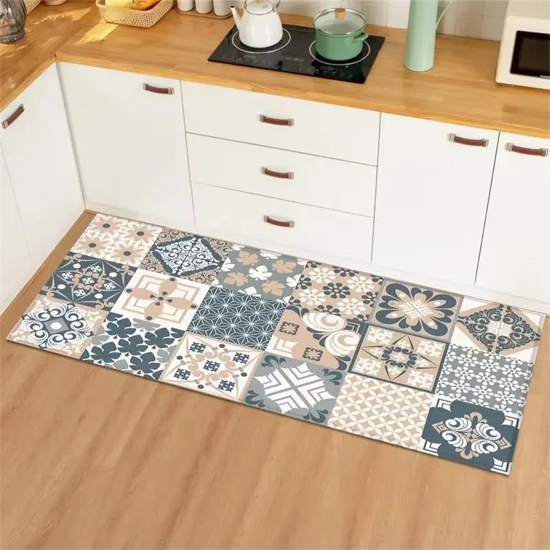 Kitchen Rug Waterproof Kitchen Mat Home Decoration Oil-Proof Non-Slip Kitchen Rugs Kitchen Vinyl Carpet שטיח למטבח