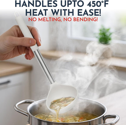 Silicone Kitchen Utensils Set - 24-Pieces 450F Heat Resistant White Cooking Utensils for Nonstick Cookware - Silicone Spatulas Set, Stainless Steel Handle & Other Kitchen Accessories