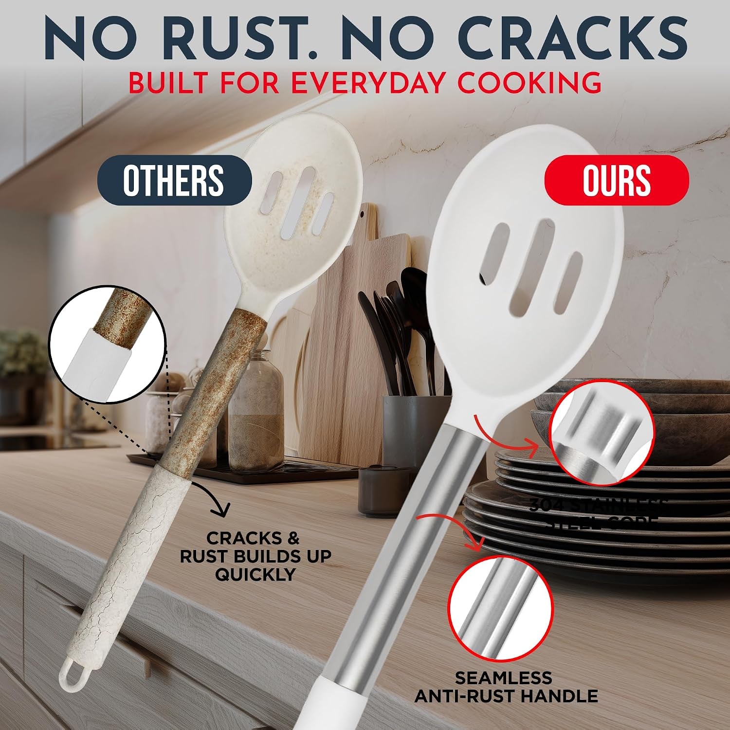 Silicone Kitchen Utensils Set - 24-Pieces 450F Heat Resistant White Cooking Utensils for Nonstick Cookware - Silicone Spatulas Set, Stainless Steel Handle & Other Kitchen Accessories
