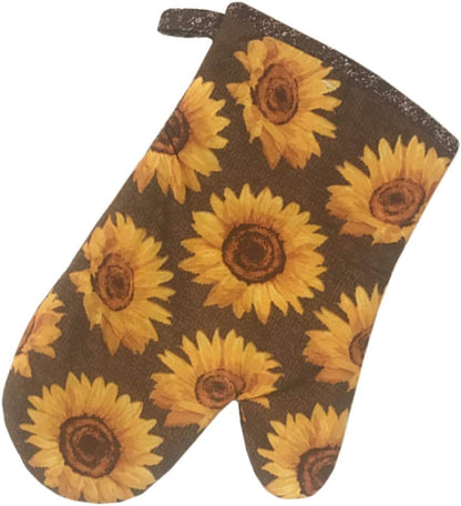Golden Sunflower Kitchen Towel 5 Piece Linen Set 2 Towels 2 Pot Holders 1 Oven Mitt