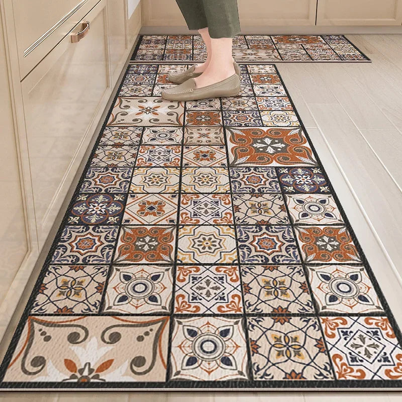 Kitchen Rug Waterproof Kitchen Mat Home Decoration Oil-Proof Non-Slip Kitchen Rugs Kitchen Vinyl Carpet שטיח למטבח